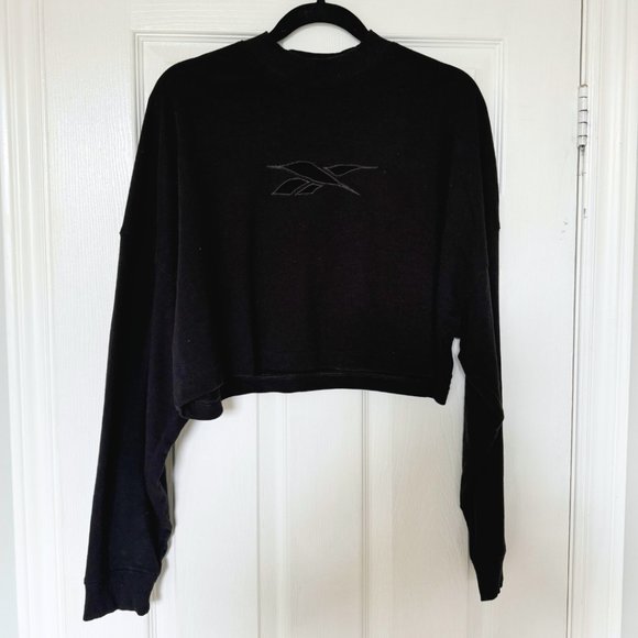 Reebok Black Logo Cutout Cropped Sweater - Picture 3 of 6